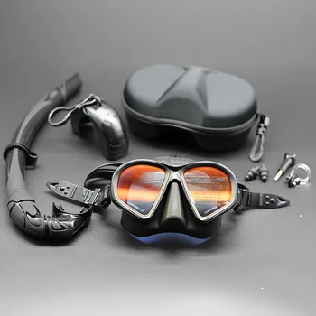 Professional Wet Low Volume Freediving Mask, Tempered Glass Dive Mask, J-Type Diving Mask,