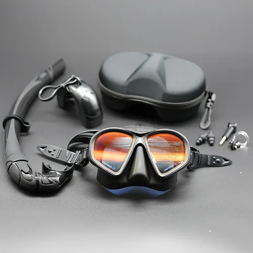 Imagen 1 del producto Máscara profesional húmeda para apnea de bajo volumen, máscara de buceo de vidrio templado, máscara de buceo tipo J, juego de snorkel, buceo,,rsi,rsi