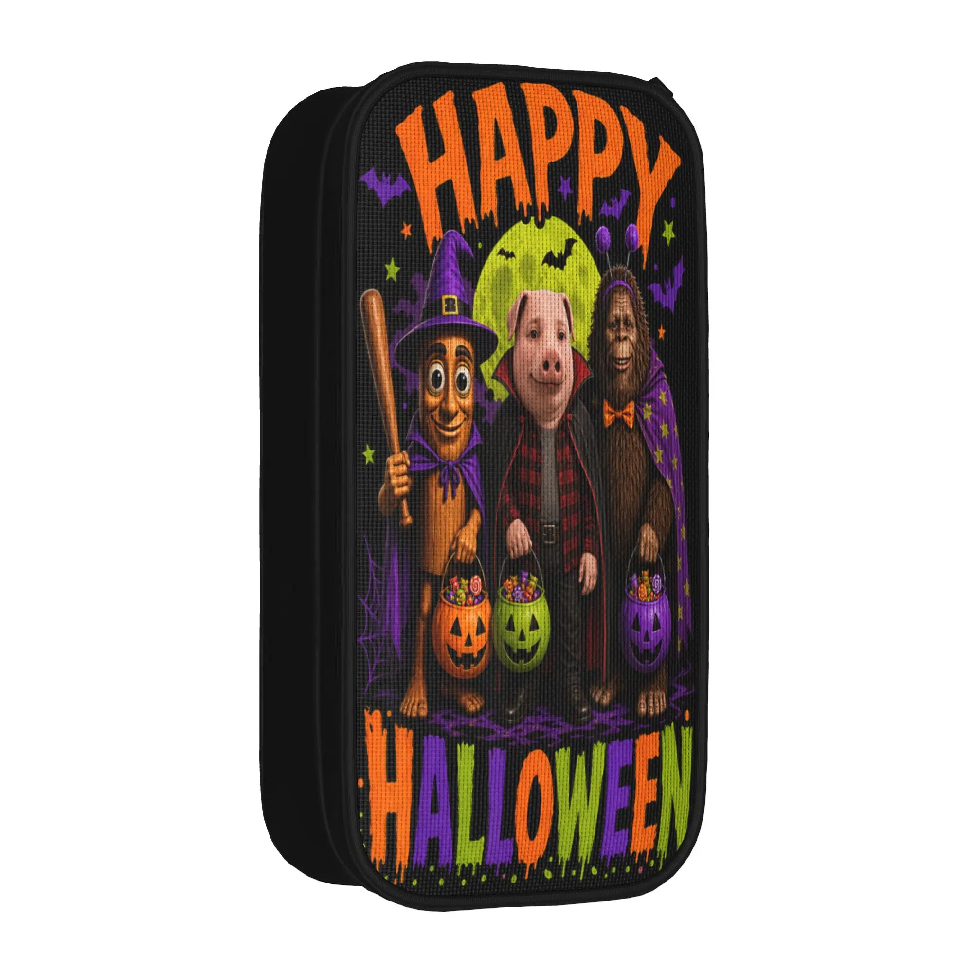 Cool Pencil Case Happy Halloween Tung Tung John Pork Bigfoot Brainrot Meme Pencil TSchool Pencil Cases Boy Stationery Organizer
