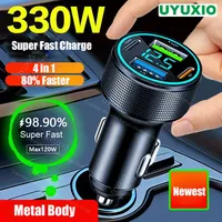 UYUXIO Multi Port USB C Car Charger Adapter Dual PD 30W with Voltage Display Metal Body Super Fast for iPhone 16 15 Samsung