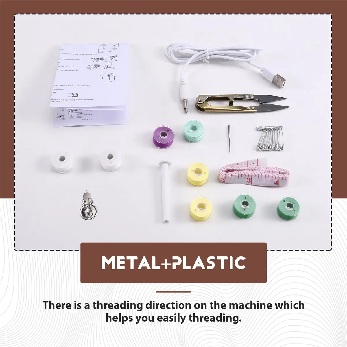 Budget-Friendly-Portable Manual Mini Micro-Home USB Electric Sewing Machine Easy-to-Sew Shirt Pocket Handheld Sewing Machine Whi