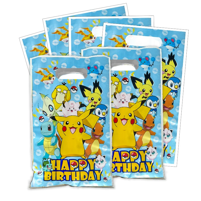 Nouveau sac Pikachu Pokemon décorations d'anniversaire sacs cadeaux en plastique sacs de butin boîte à bonbons réception-cadeau pour bébé filles fournitures de fête jouets cadeaux