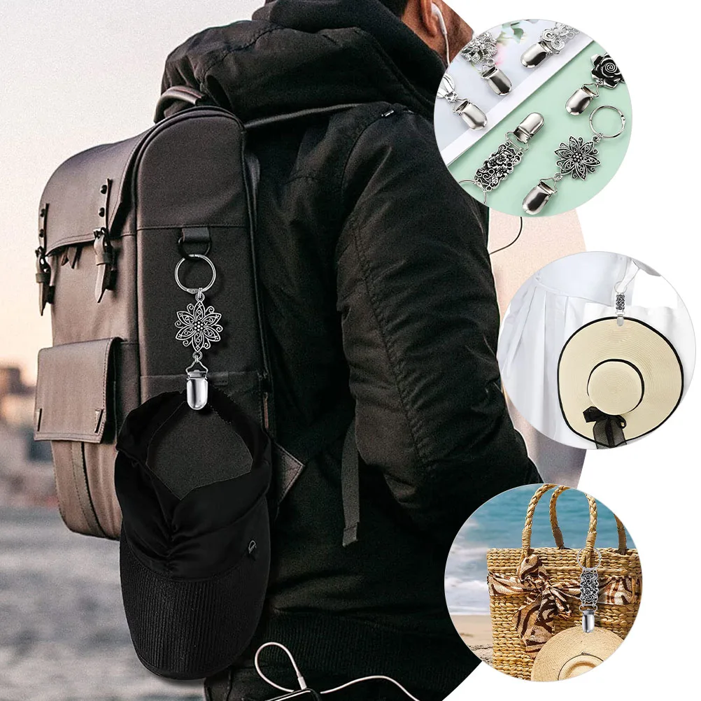 

6 шт. зажимы для путешествий, зажим для шляпы от солнца, держатель для шляпы, шарф, перчатки, маска, зажим, легкие прочные аксессуары для багажа для сумок