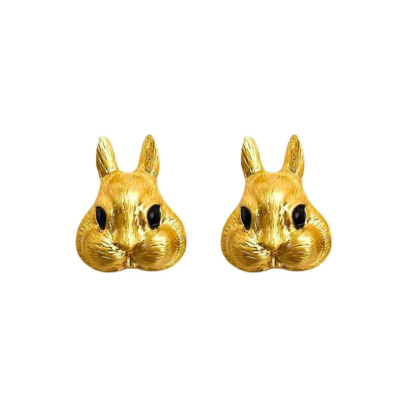 XIALUOKE Vintage Hyperbole Geometric Metal Animal Rabbit Earrings For Womens Personality Jewelry Accessories