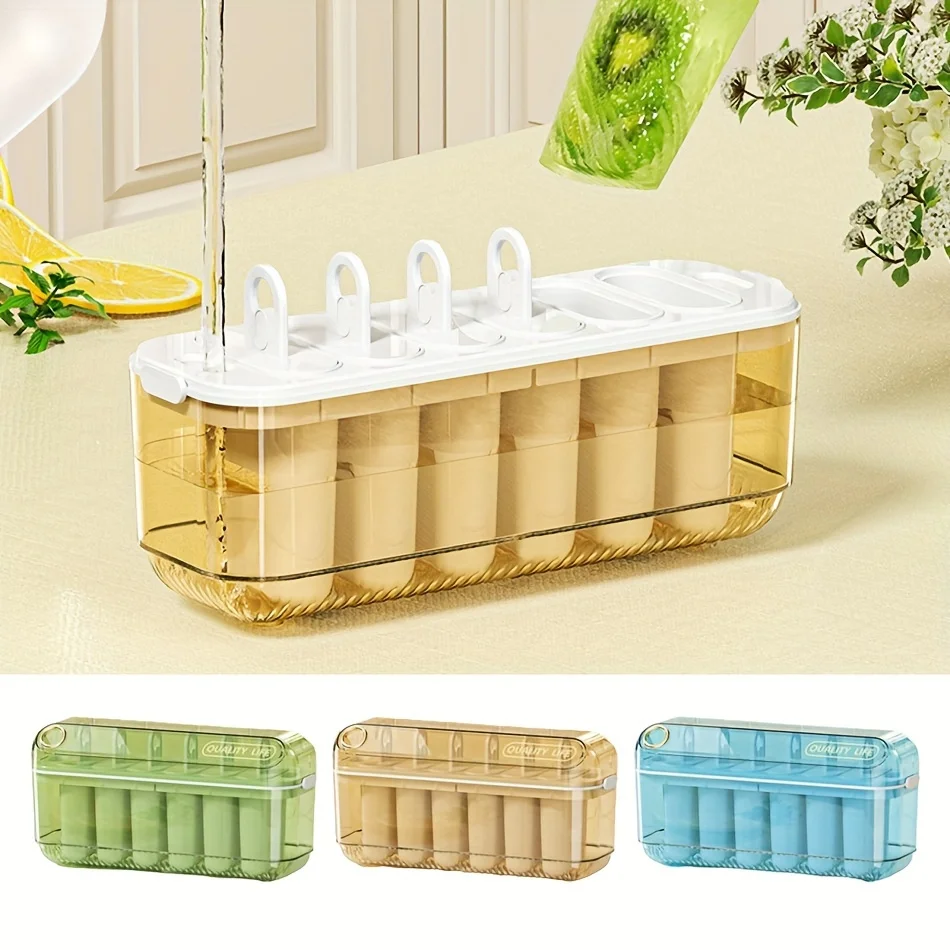 

6-Piece Popsicle Mold Set - Dual-Color, Non-Toxic Plastic Ice Cube Trays With Lids For Homemade Treats