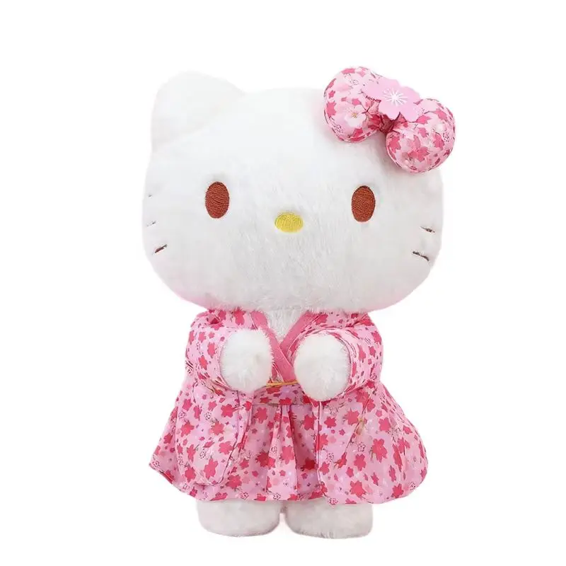 Jouet en peluche de dessin animé Hello Kitty, Kimono Sakura de Style japonais, poupée en peluche douce, oreiller en peluche mignon Kawaii, décoration de maison pour enfants filles, cadeau