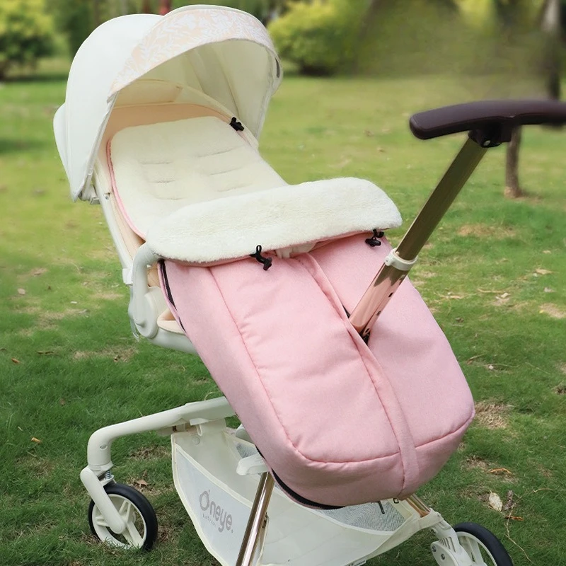 

Pushchair Footmuff Extra Thick Lamb Wool Waterproof Cationic Linen Resin Zipper 0-6Y Baby Stroller Universal Heavy Duty