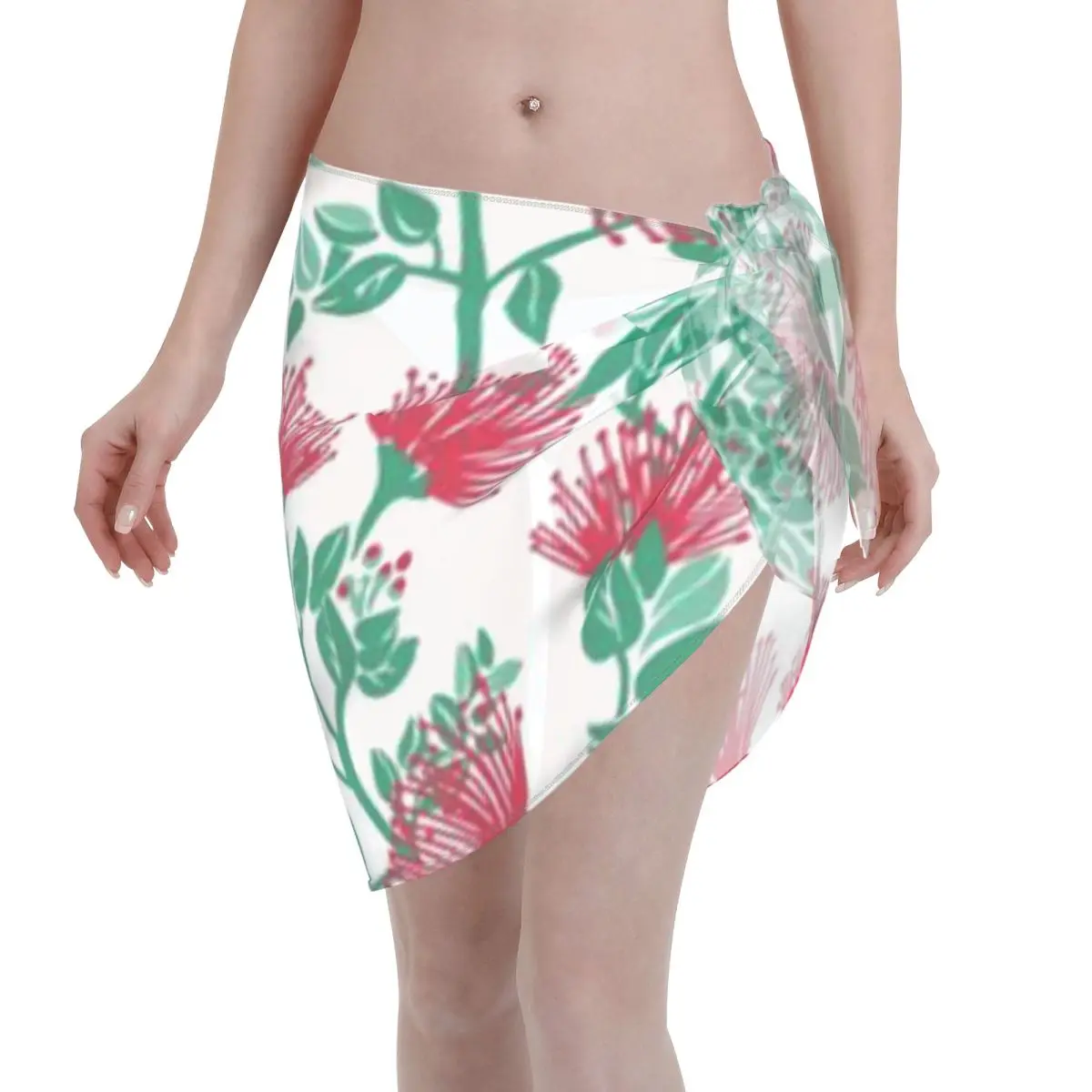 

Promotion Red Hawaii Ohi A Lehua On White Women's Beach Wrap SkirtCoastal Cafe Visit Beach Layering Wrap