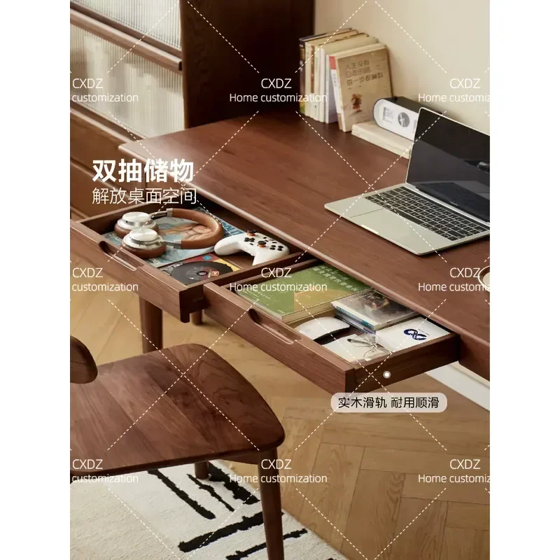 North American Black Walnut Solid Wood Desk Large Board Table for Reading and Study Home Office Furniture 2026 New Arrival