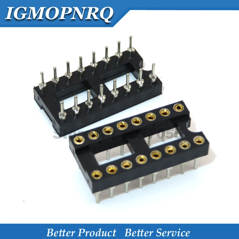 10pcs IC socket connector Round Hole 16 Pins 2.54MM DIP 2.54 DIP-16  Adaptor Solder Type High quality 16 PIN free shipping