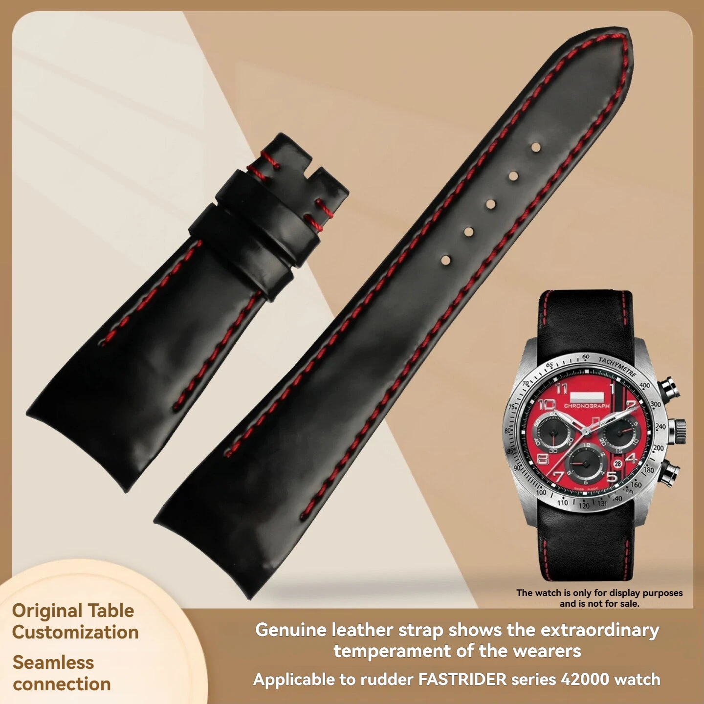 Strap customization for FASTRIDER series men's genuine leather strap with 42000D curved interface 23mm