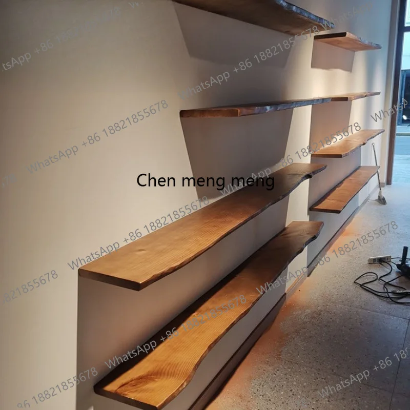 Solid wood wall suspended wall hanging bookshelf baffle shelf storage laminate wood display shelf wall