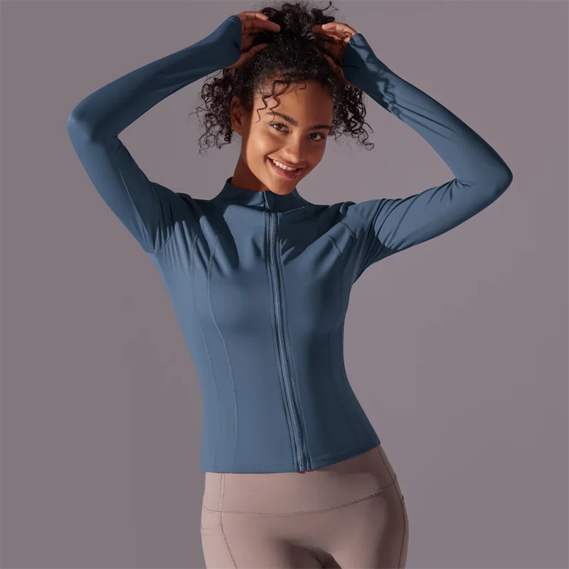 Sports Coat Women Summer Autumn Slim Fitting Zipper Warm Up Lightweight Active Jackets Running Long Sleeved Pratiyog Shirt Tops