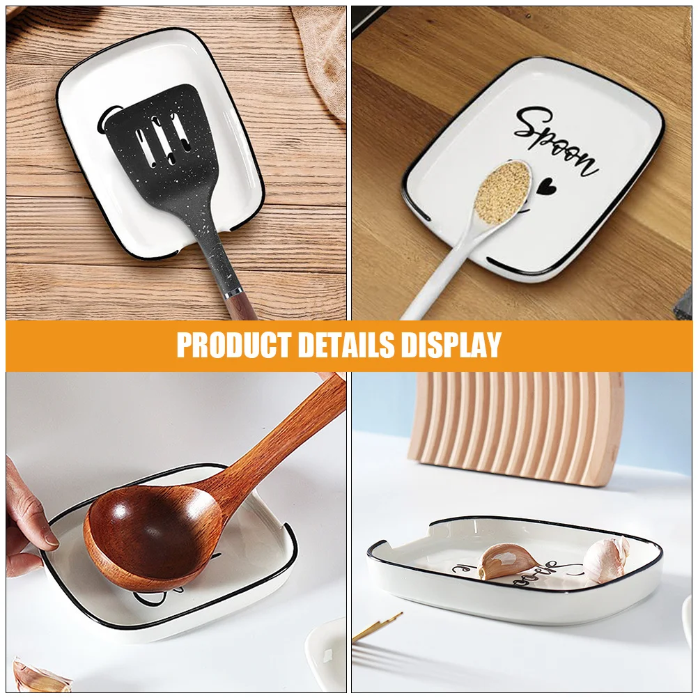 

Scoops Ceramic Stand Coffee Spoon Rest Cooking Reusable Serving Holder Kitchen Utensil Countertop