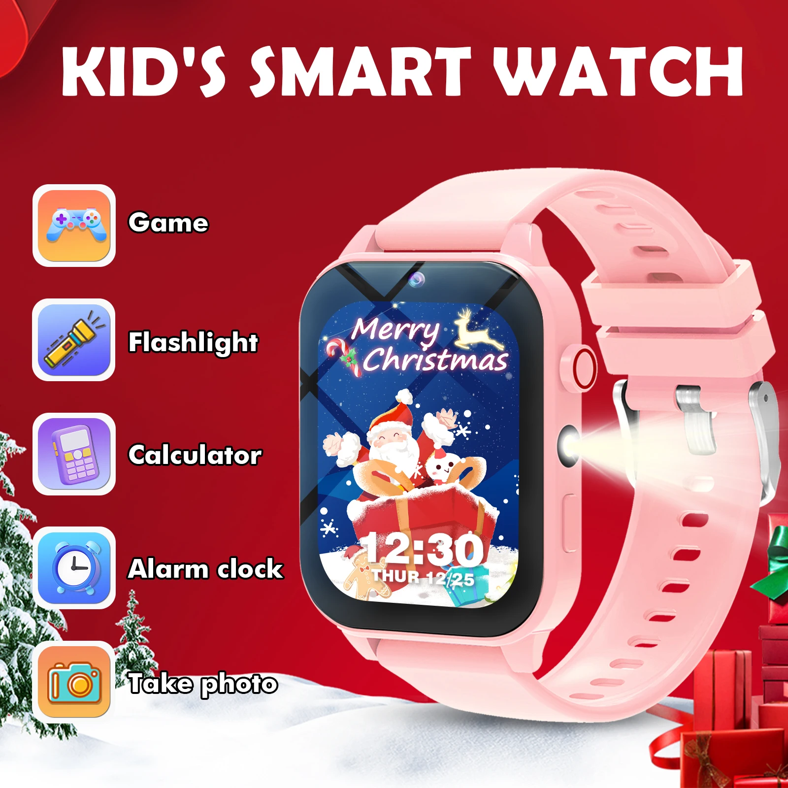 

Children's Smart Game Watch Strap Camera, 18 Built-in Games, Calculator, LED Lights, Are The Perfect Holiday Gift for Children!