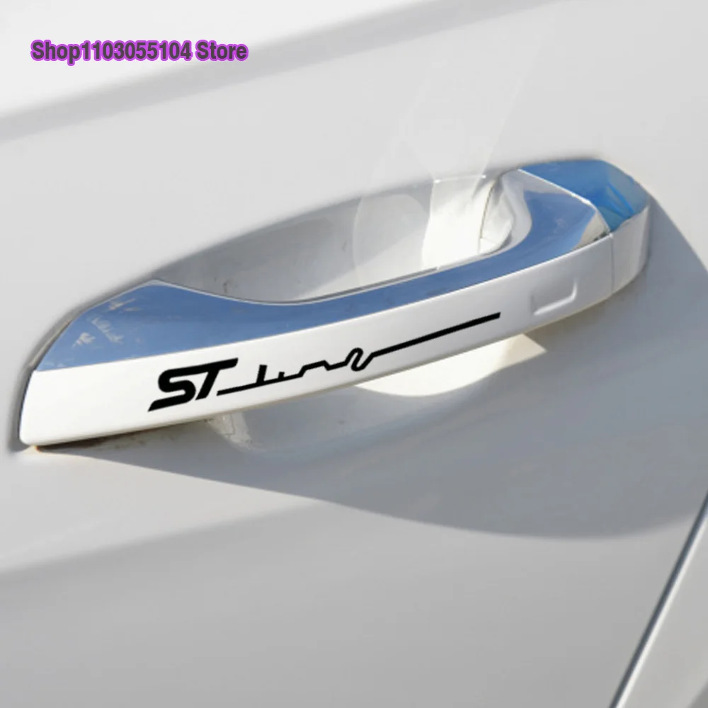 4pcs Car Door Handle sticker Vinyl Decal For Ford ST LINE Smax Cmax Focus Fiesta Kuga Escape Fusion etc