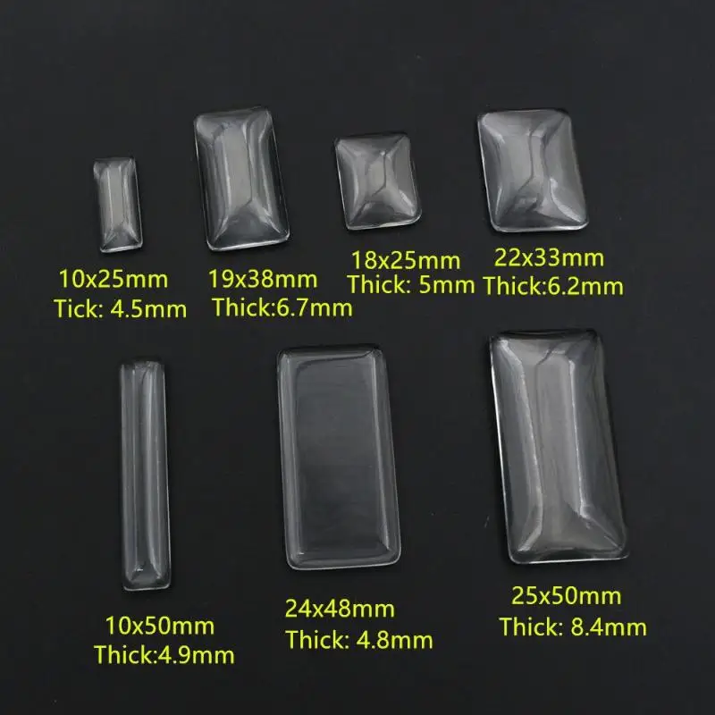 20 Stück transparente, flache, rechteckige Cabochon-Glassteine für Handyhüllen, zum Selbergestalten, 10 x 25 mm, 10 x 30 mm, 19 x 38 mm. – Detail 4