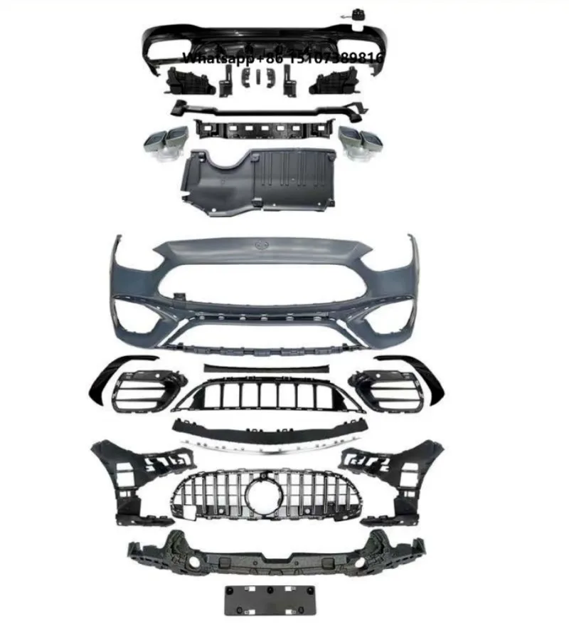 W206 Upgrade to C63 AM Line Body Kit Front Bumper Rear Diffuser Two Styles Grille LED Taillight for Ben C-Class