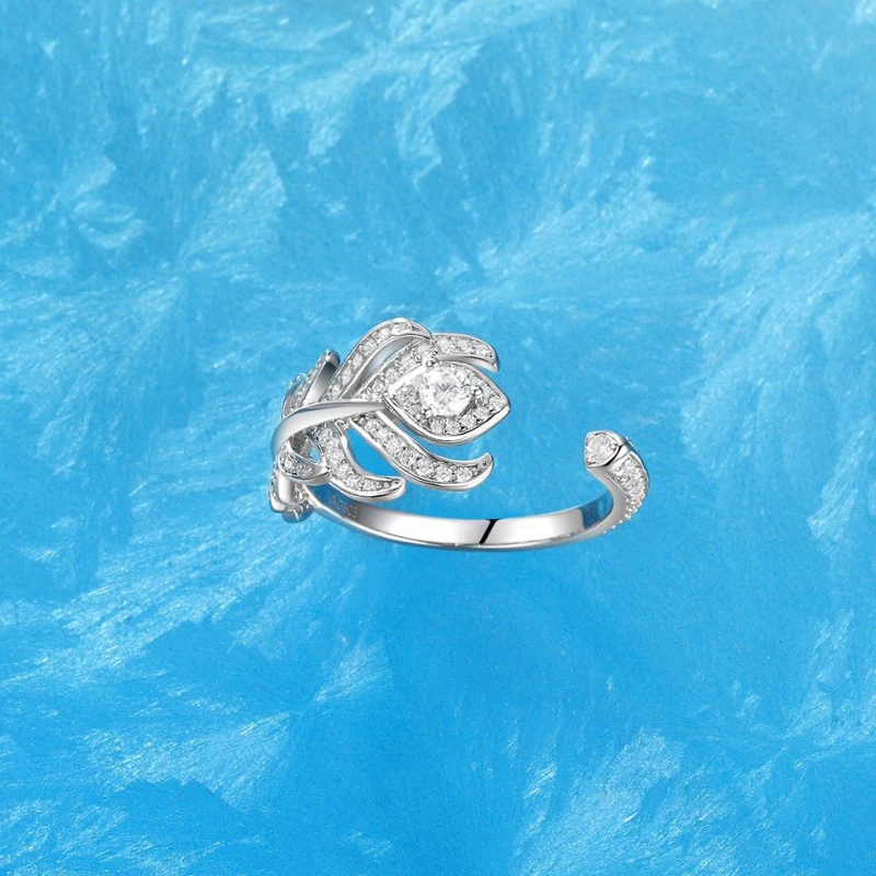 

Европейское ювелирное изделие из серебра 925 пробы с перьями и бриллиантами, кольцо высшего качества, женский изысканный подарок, тренд