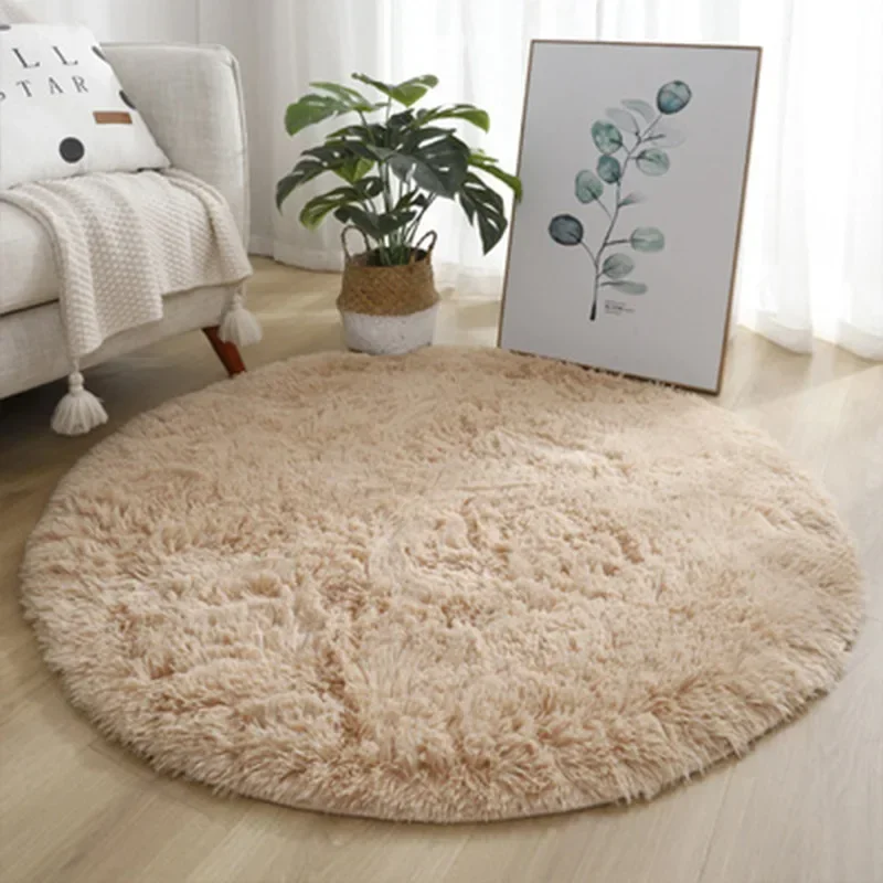 Plush Round Rug Mat Fluffy White Carpets for Living Room Soft Home Decor Bedroom Kid Room Decoration Salon Thick Pile 10038896