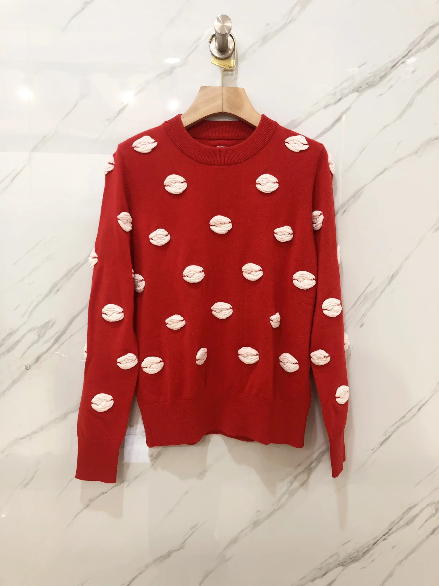 EVACANDIS Women Floral Knitted Tops Pullover Long Sleeve Elegant Chic Sweet O-Neck High Quality Cashmere Wool Autumn Winter New