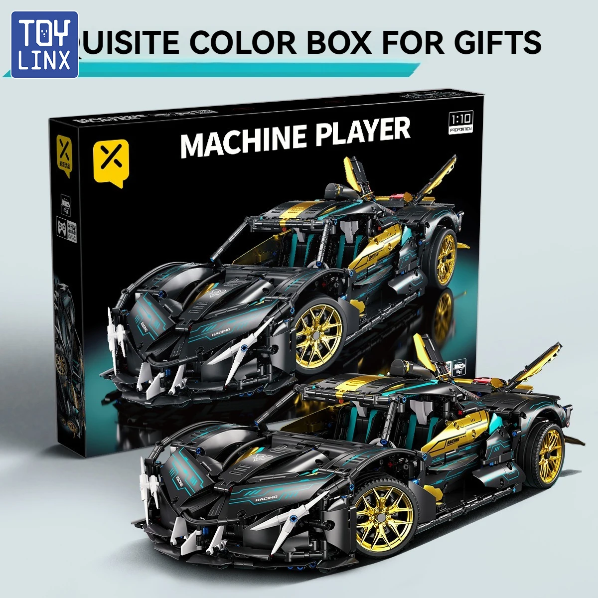 

2113PCS Building Block Race Car 1:10 Scale Modified Supercar Drift RC Mechanical Set Adult Collectible Kid Educational STEM Gift