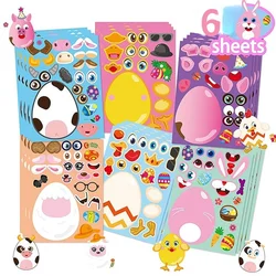 6pieces of Jigsaw Puzzle Children's Stickers DIY Funny Cartoon Stickers Educational Toys Kawayi  Cute Stickers