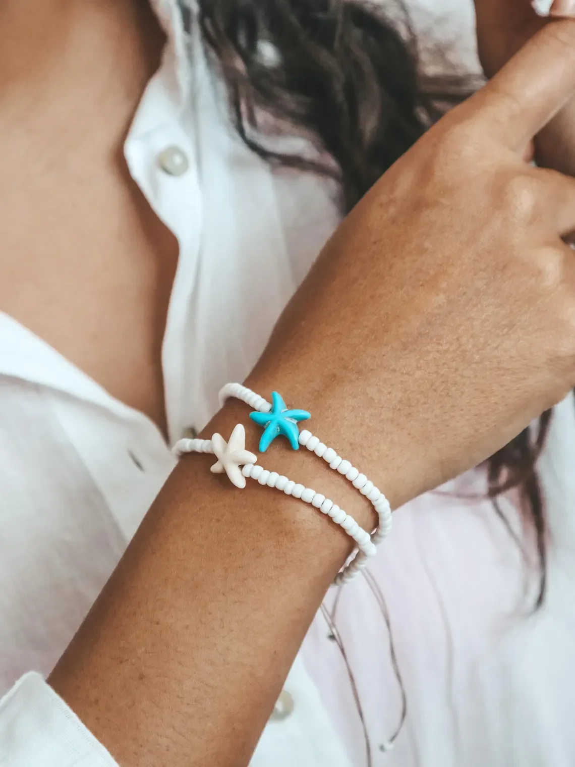 

CCGOOD Starfish Bracelet Eco-Friendly Beads Adjustable Rope Boho Beach Jewelry for Summer Vacation Gifts for Women