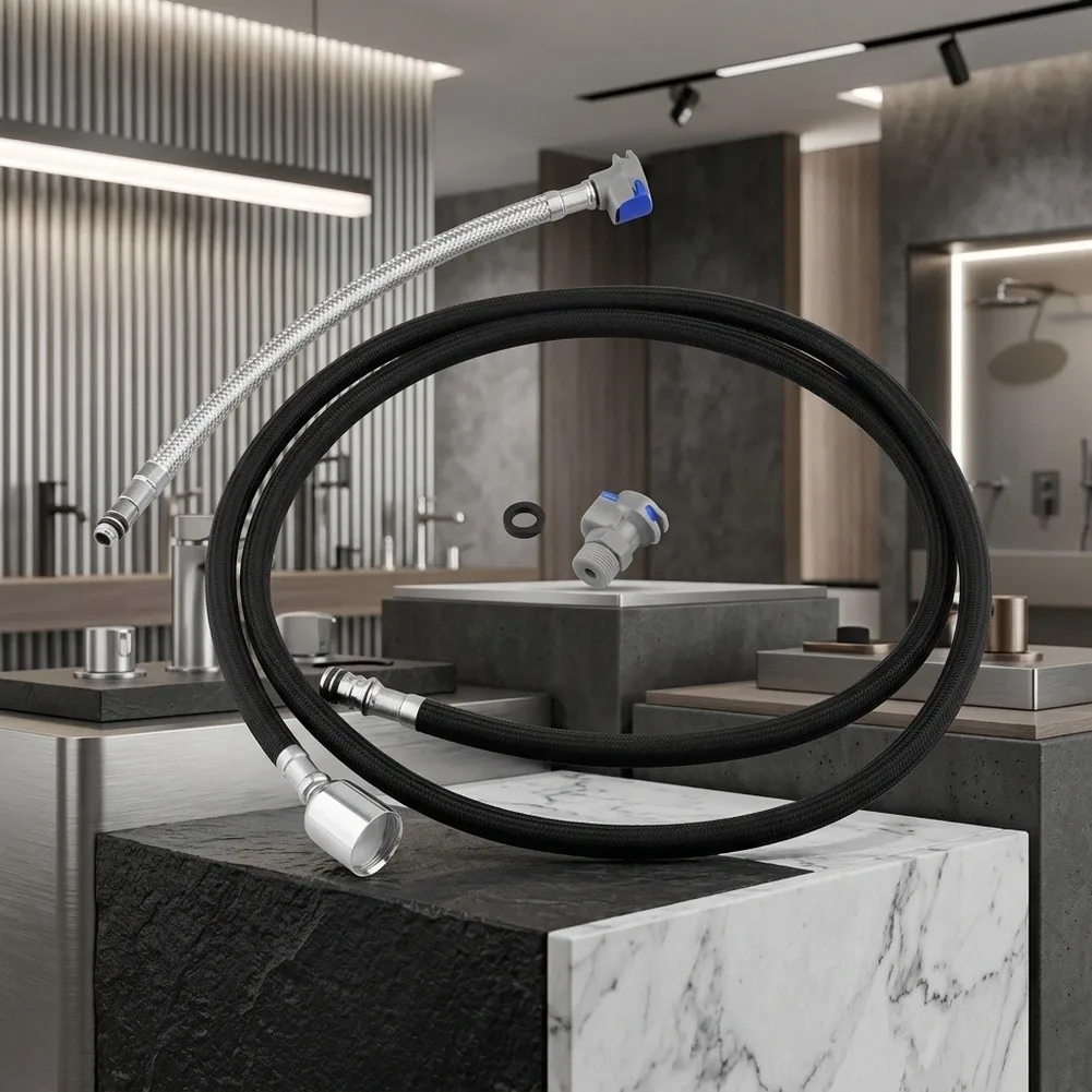 G1/2 59 Inch Kitchen Faucet Hose Pull Down Style 360 Rotation Black Nylon Weave Stainless Steel Ends for Multiple Brands