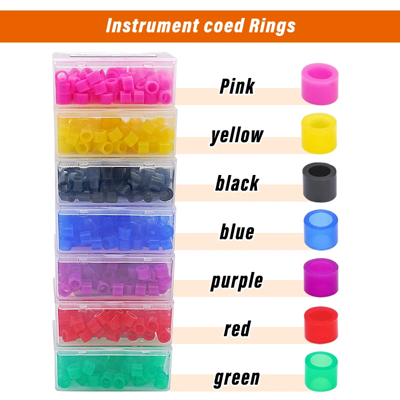 Dental Instrument Code Rings, Silicone Coloring Identificação Círculo, Oral Care, Laboratório Autoclavável, Ferramentas Dentista, 100Pcs por Caixa