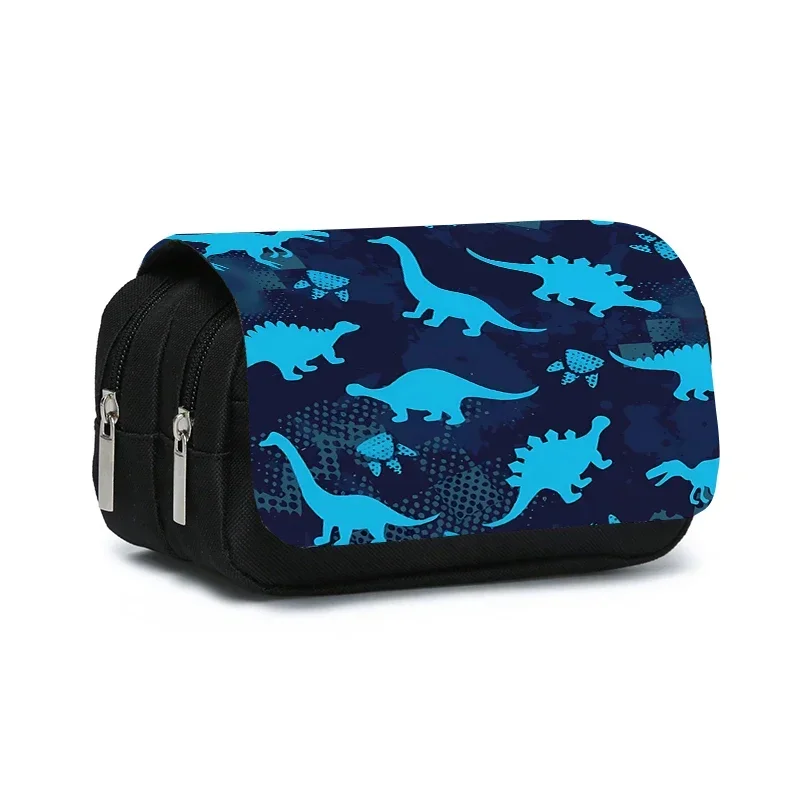 Estojo de Lápis com Estampa de Dinossauro em Dupla Camada para Meninos e Meninas, Melhores Presentes, Materiais Escolares em 2D para Crianças
