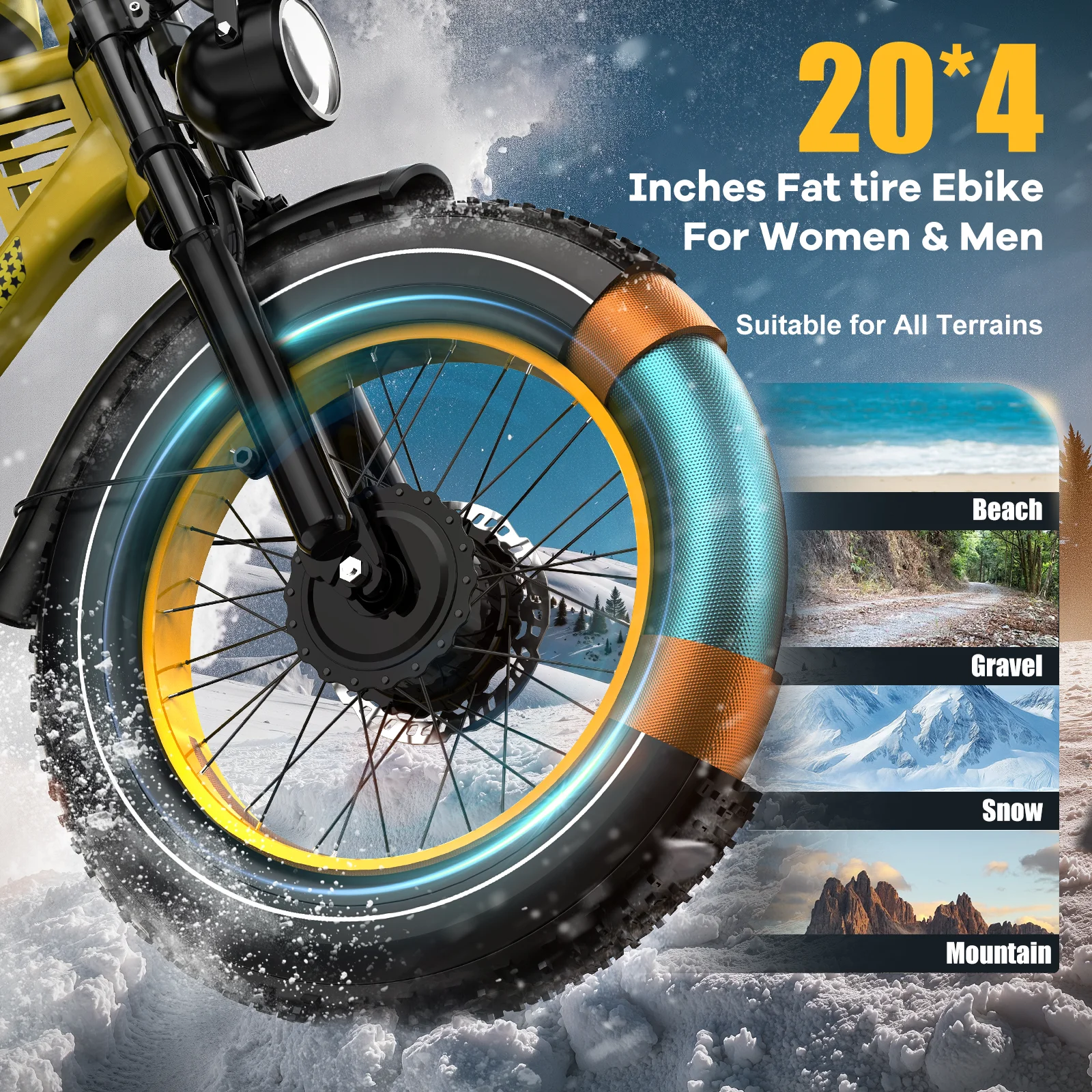 Bici elettrica da 3000 W Pneumatici grassi da 20 pollici fuoristrada 48v 45ah 32MPH 200 miglia Display LCD freno a olio a 7 velocità con avvio NFC Protezione BMS