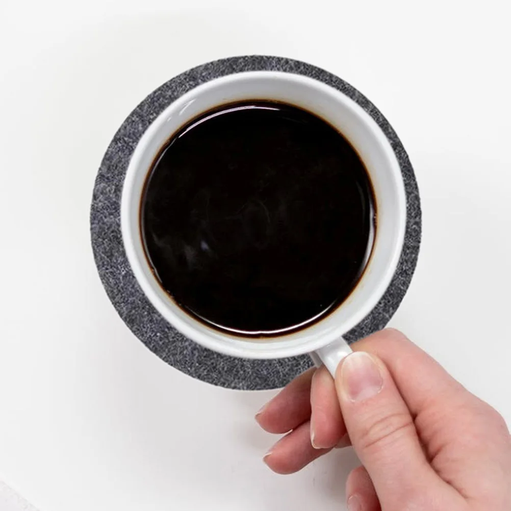 

12Pcs Felt Coaster Set Dark Grey Heat-Resistant Placemats Round Table Mat Home Kitchen Dining Table Decor Eco-Friendly Water