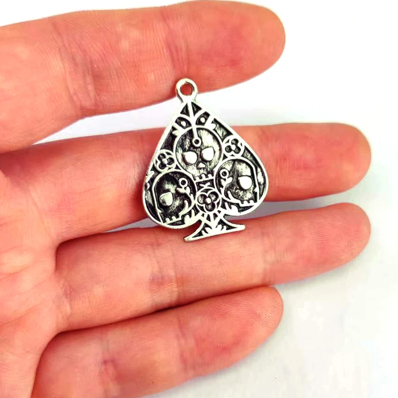 5PCS Spades Ace Skull pendant charm for DIY