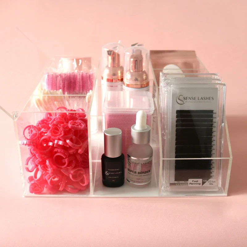 

SENSE LASHES Acrylic Dust-proof Multi-functional Eyelash Tool Box Desktop Display Box Eyelash Extension Organizer Storage Box