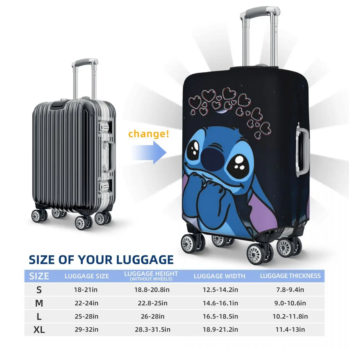 MINISO Stitch Suitcase Cover Graphic Printing Business Protector Holiday Useful Luggage Accesories