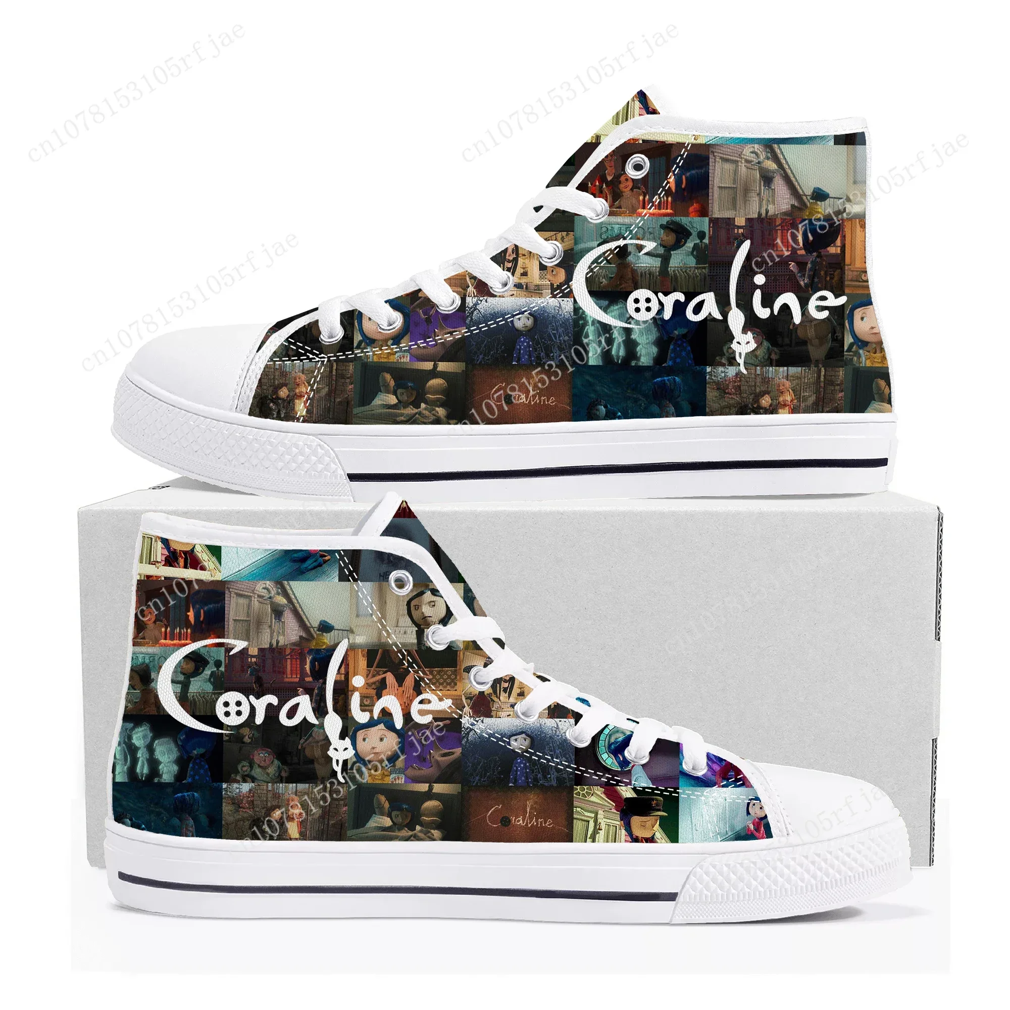 Coraline The Secret Door High Top Sneakers Mens Womens Teenager High Quality Fashion Canvas Shoes Casual Tailor Made Sneaker