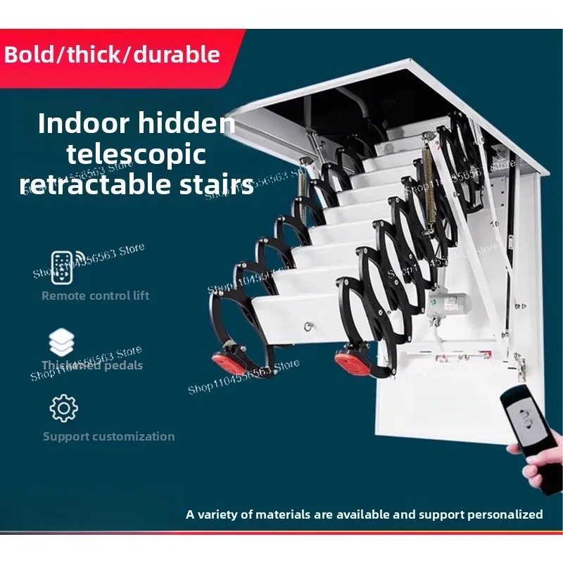 

Attic electric telescopic staircase aluminum alloy household folding ladder lifting hidden multi-functional stretching ladder