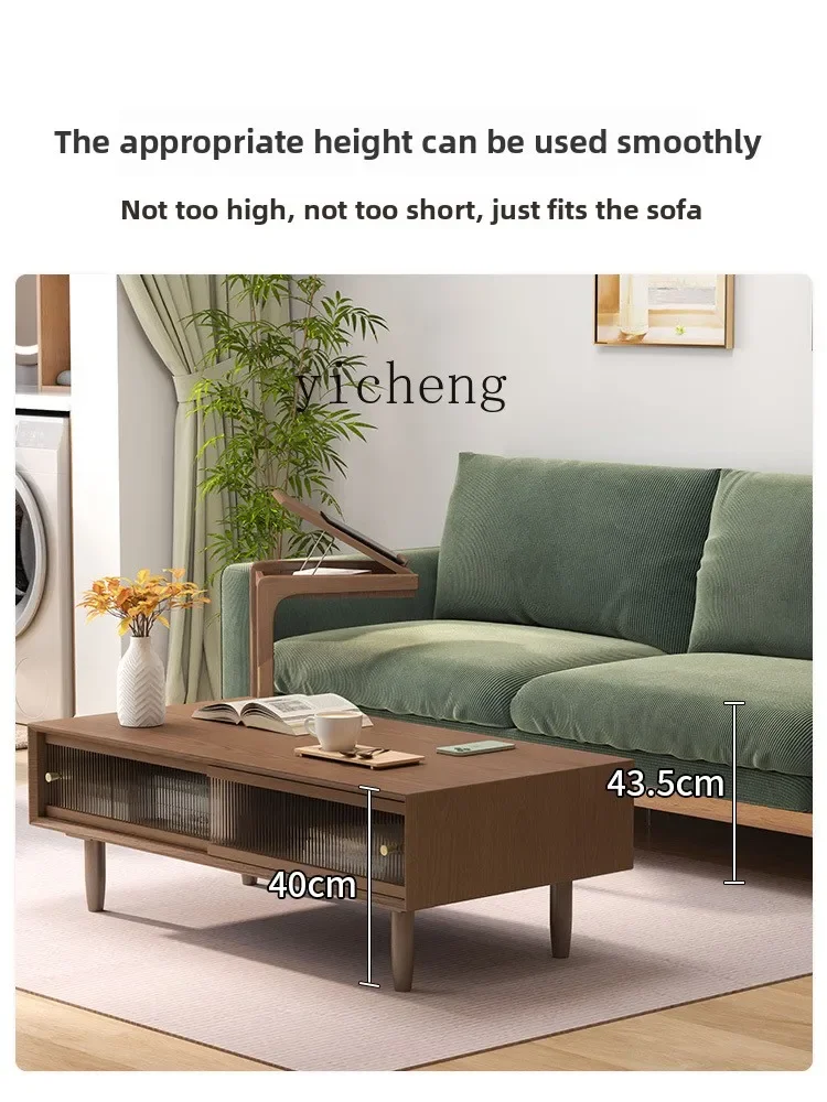 X5-18  solid wood coffee table TV cabinet combination living room household square coffee table modern simple tea table view 4