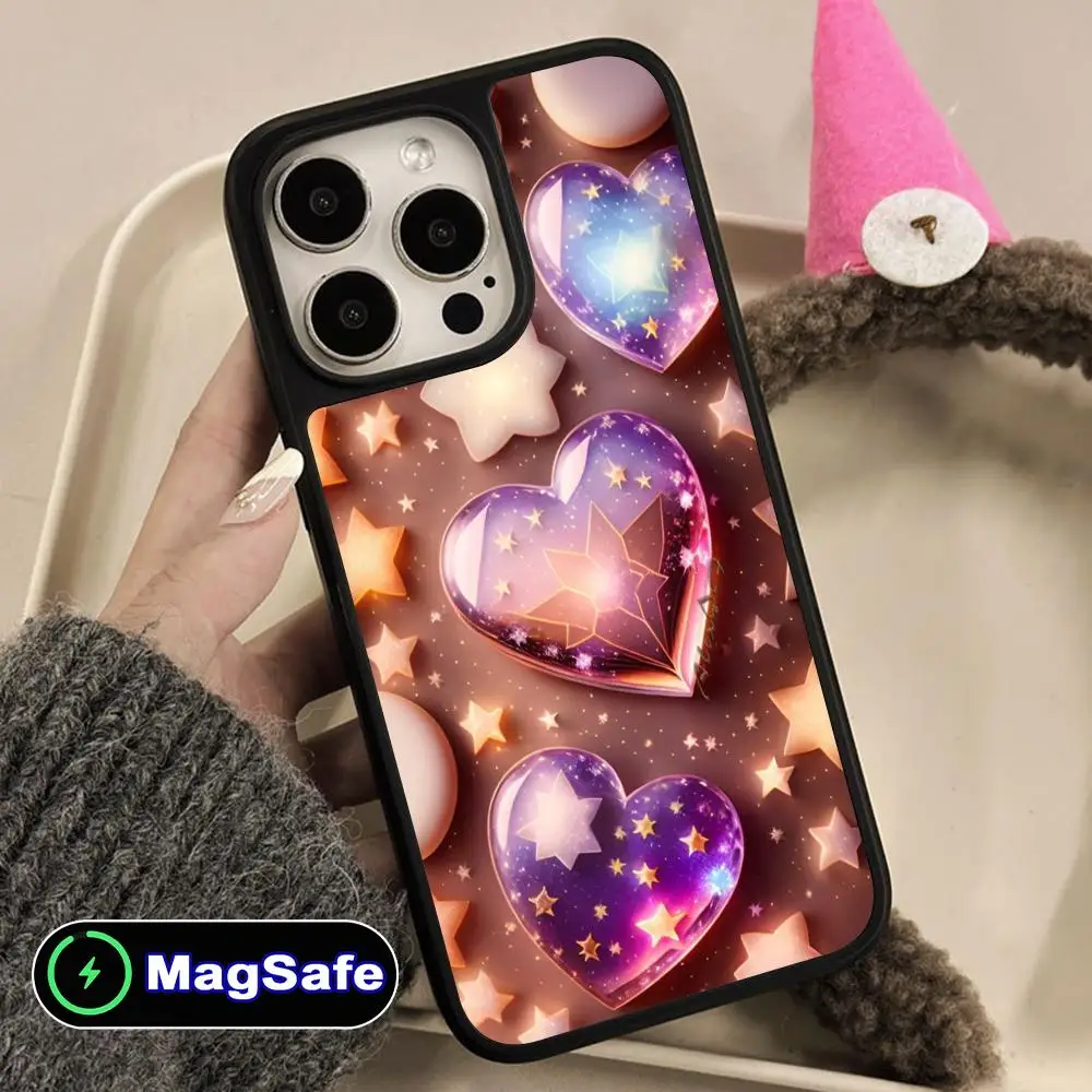 

Чехол для телефона Shining Heart для iPhone 17 16 15 14 13 12 11 Air Pro Max Plus с поддержкой MagSafe, матовая поверхность, красочный, красивый