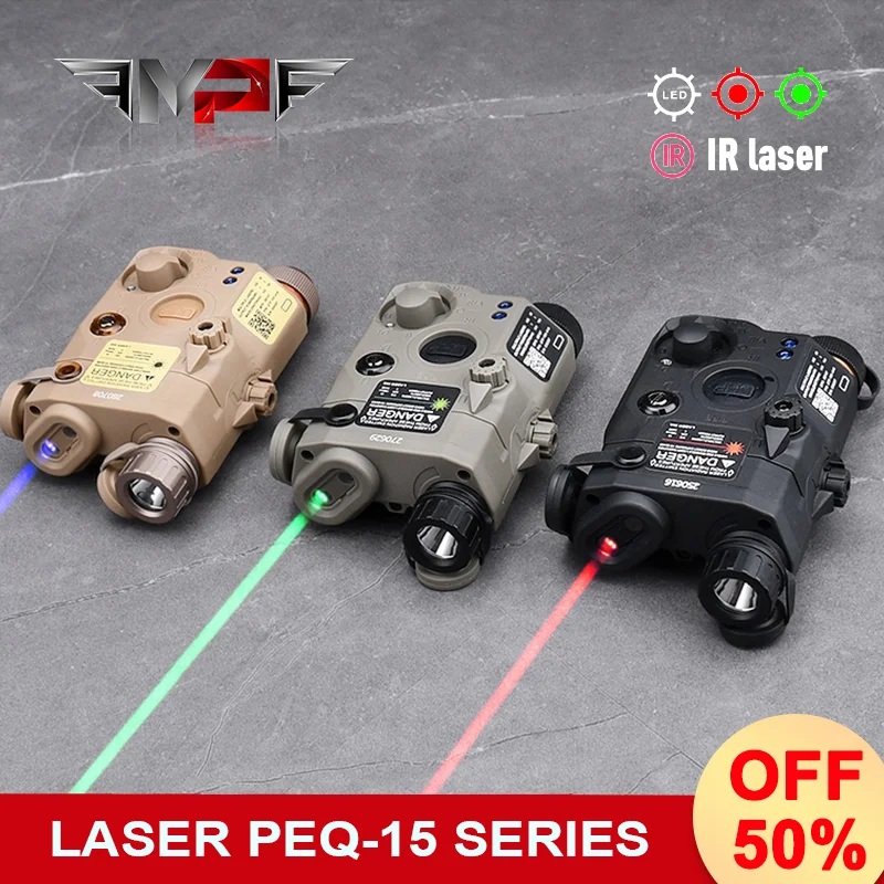 

WADSN Tactical PEQ 15 Red Green Blue Dot Laser Indicator IR Weapon Scout LED Light Fit 20MM Rail Hunting Flashlight