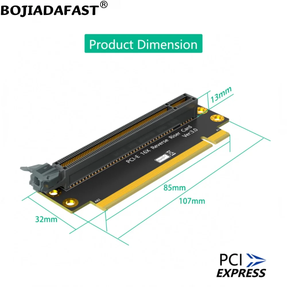 리버스 PCI 익스프레스 3.0 16X-PCI-E X16 어댑터 라이저 카드, 2U 서버 케이스 (CPU 방향 설치), 270 도