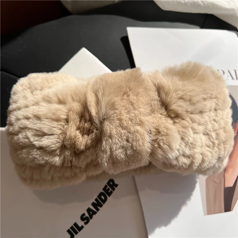 Winter fur headbands for women knitted rex rabbit fur scarf for women real fur head wrap ear warmer newest fashion hairband