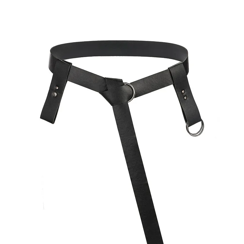Jupe de ceinture médiévale pour adultes, anneaux métalliques simples de randonnée, boucle en cuir, sangle de cerceau pour tasse, accessoire de Performance pour femmes et hommes