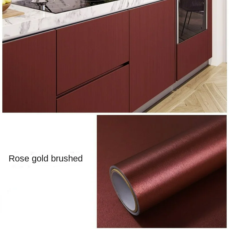 Kitchen Cabinets Waterproof and Oil Refurbished Imitation Stainless Steel Metal Self-adhesive Paper Wallpaper Decoration Fridge