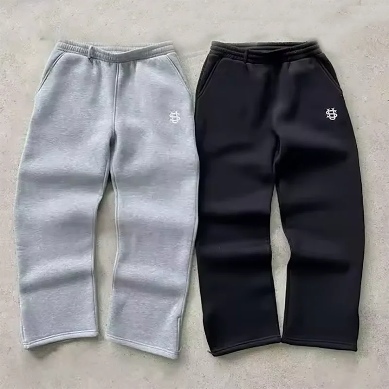 

Y2K Straight Sweatpant Men High Street Hip-Hop Pants Spring Autumn Embroidery Casual Trousers Elastic Waist Streetwear Sweatpant