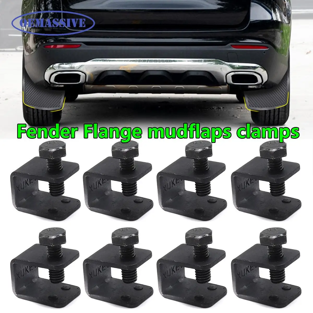 

OEMASSIVE 8pc Universal Car Auto Splash Guards Fitting Fixing Black U C Clamps Mud Flaps For Car AUTO With fender flange