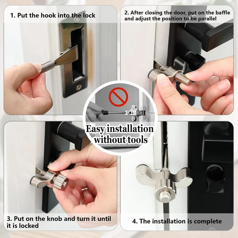 4 Pcs Portable Adjustable Door Lock Hotel Door Locks, Door Security Devices, Door Lock Additional Safety