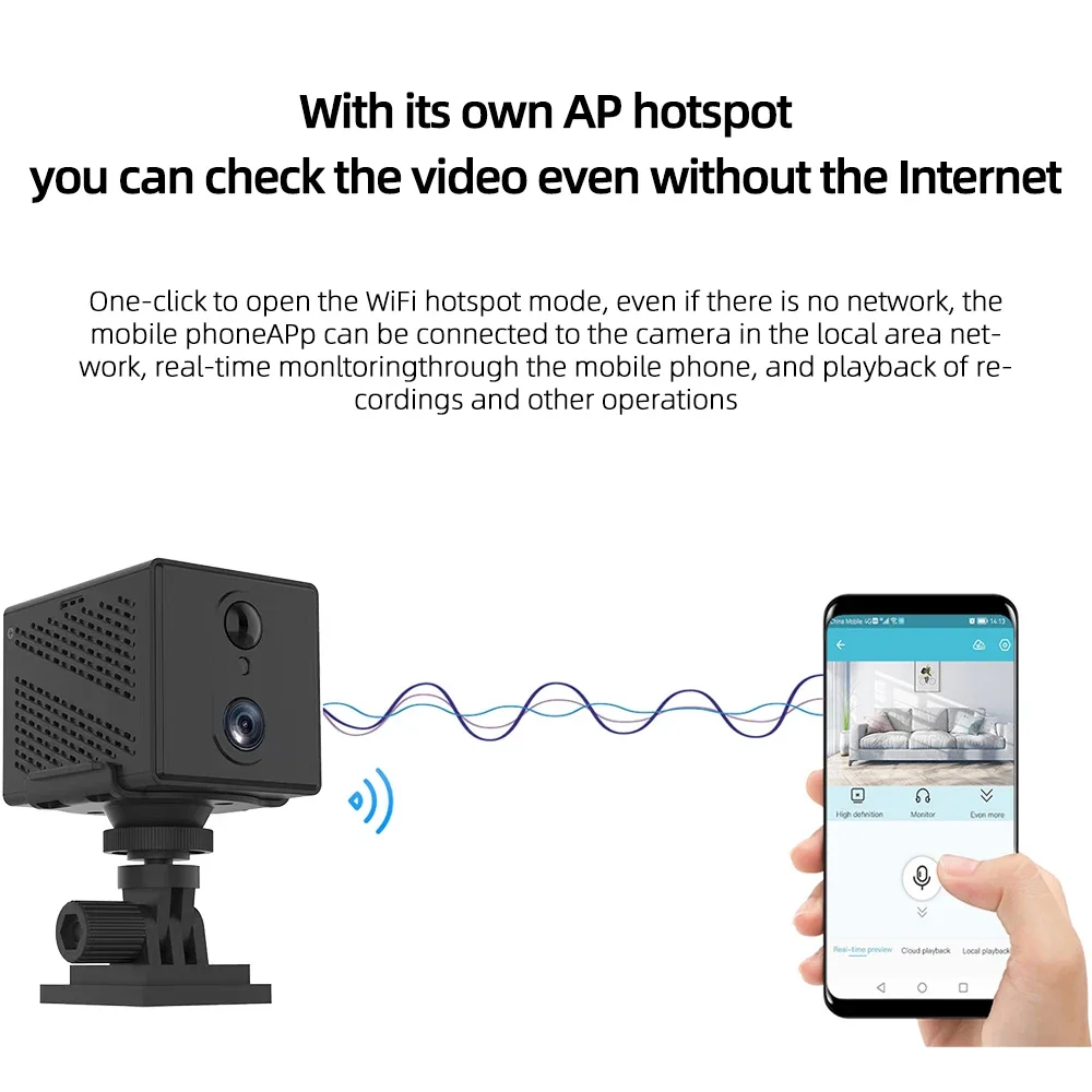 PEGATISAN 5MP Mini 4G Camera Built-in 2200mAh Rechargeable Battery Indoor Human Detect 5X Zoom Surveillance IP Camera O-Kam Pro