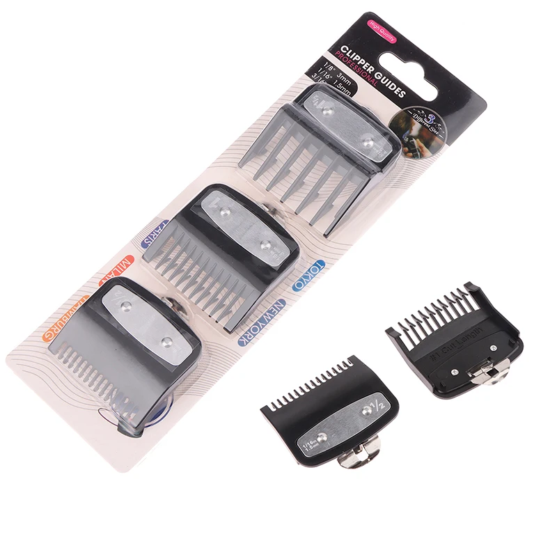 

3Pcs Hair Clipper Guards Guide Combs Set Trimmer Cutting Guides Attachments Compatible 1.5mm 3mm 4.5mm Styling Tools